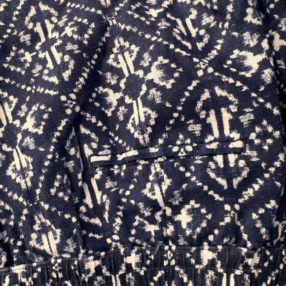 Style Co Linen‎ Pants Womens 4 Blue White Elastic Waist Pull On Loose Geometric - Picture 3 of 8